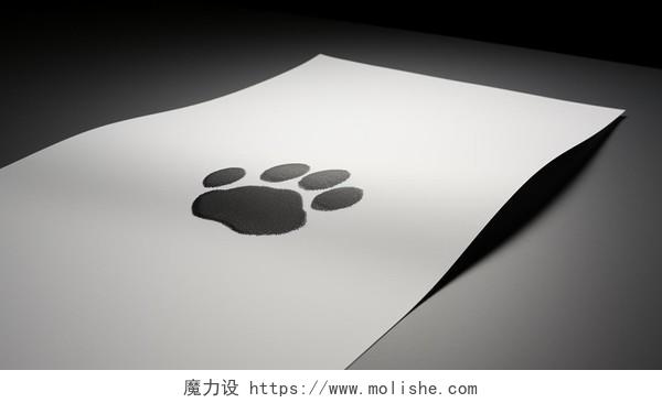 一张在白纸上的狗爪印